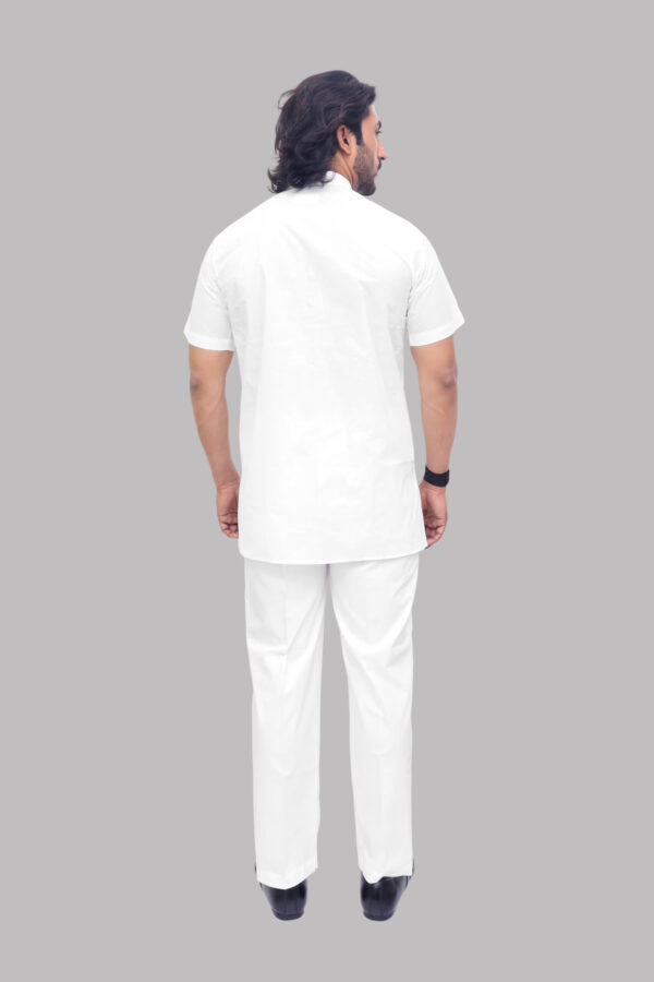 Men's White Cotton Kurta with Half Sleeves – T-Shirt Style Ethnic Wear for Daily Comfort