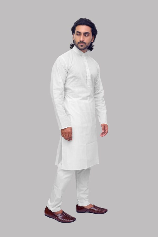 White Cotton Khadi Kurta for Men – Traditional Ethnic Wear in Comfortable Cotton Fabric
