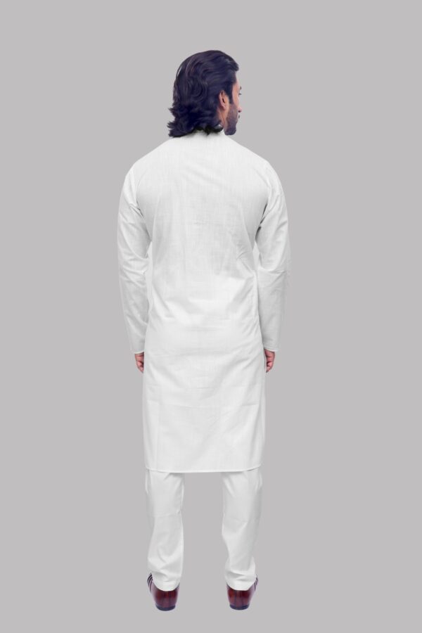 White Cotton Khadi Kurta for Men – Traditional Ethnic Wear in Comfortable Cotton Fabric