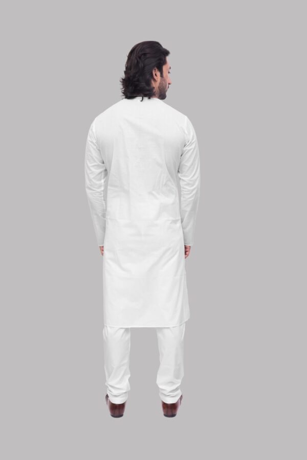 White Round Neck Liane Cotton Kurta for Men – Elegant Daily & Festive Wear