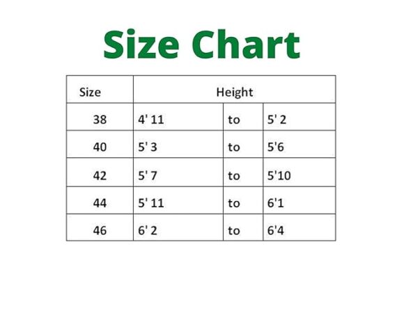 Size Chart of PATWA & CO. straight fit pyjama