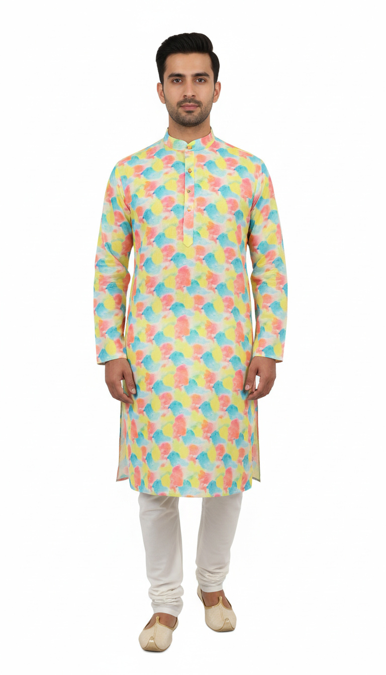 Holi Kurta for Men – White Cotton Holi Kurta for Men | Traditional Kurta for Holi Festival