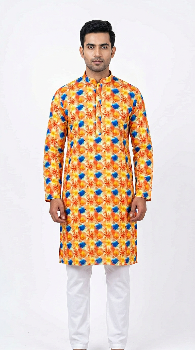 Holi Kurta for Men – White Cotton Holi Kurta for Men | Traditional Kurta for Holi Festival